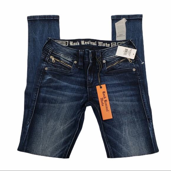 Rock Revival Moto Macyn Jeans Womens 25 NEW - Picture 5 of 9